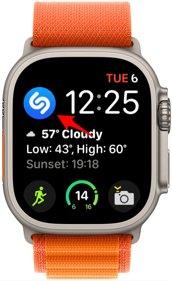 Shazam complication on an Apple Watch face
