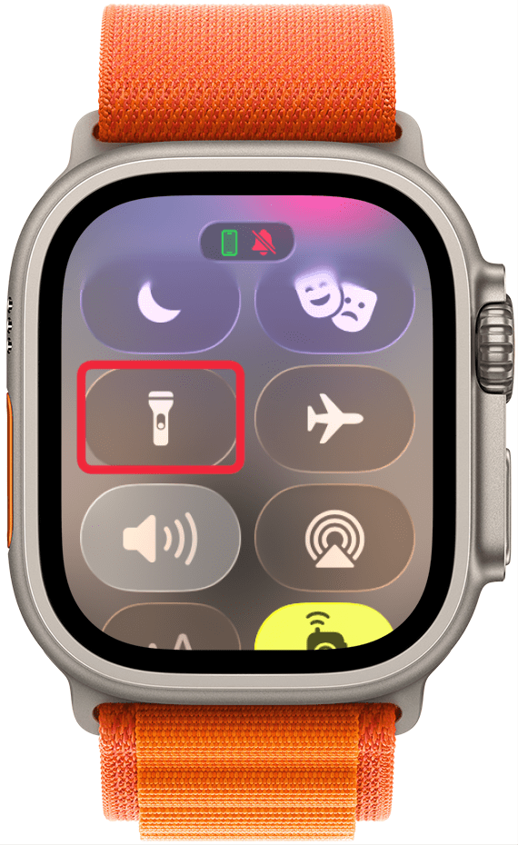 Tap the Flashlight icon. You may have to scroll down to find it.