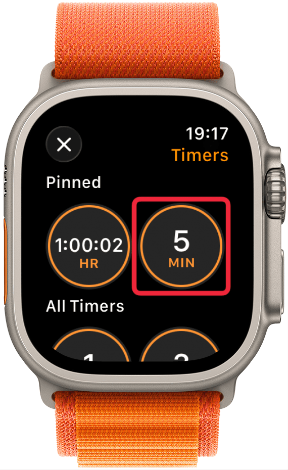 Here you'll see a list of existing pre-set timers as well as previously custom set timers. You can select an existing timer by tapping on one of the available options.