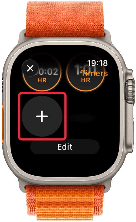 To create a custom timer, swipe down and tap the plus icon.