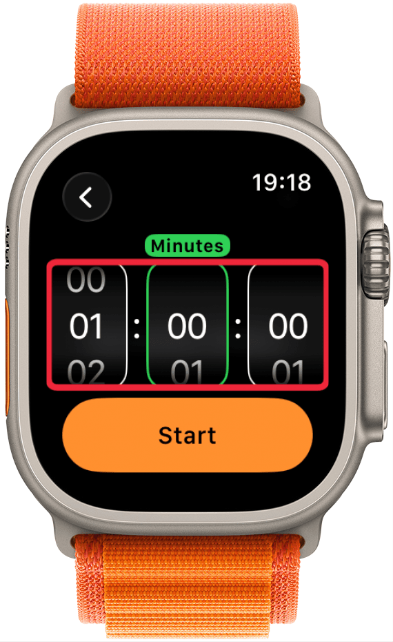 Tap on hours, minutes, or seconds to adjust the timer.