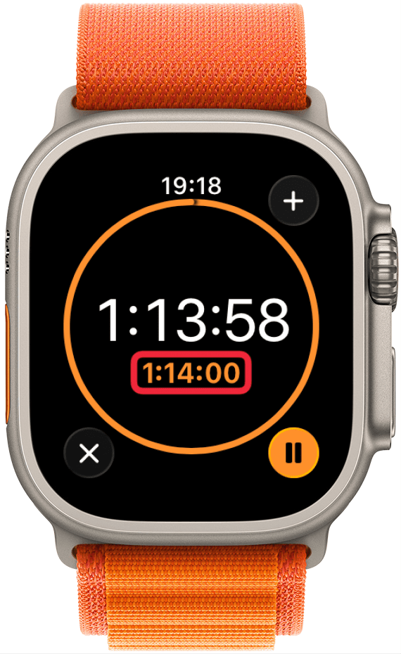 You can reference the total time for the timer below the countdown.