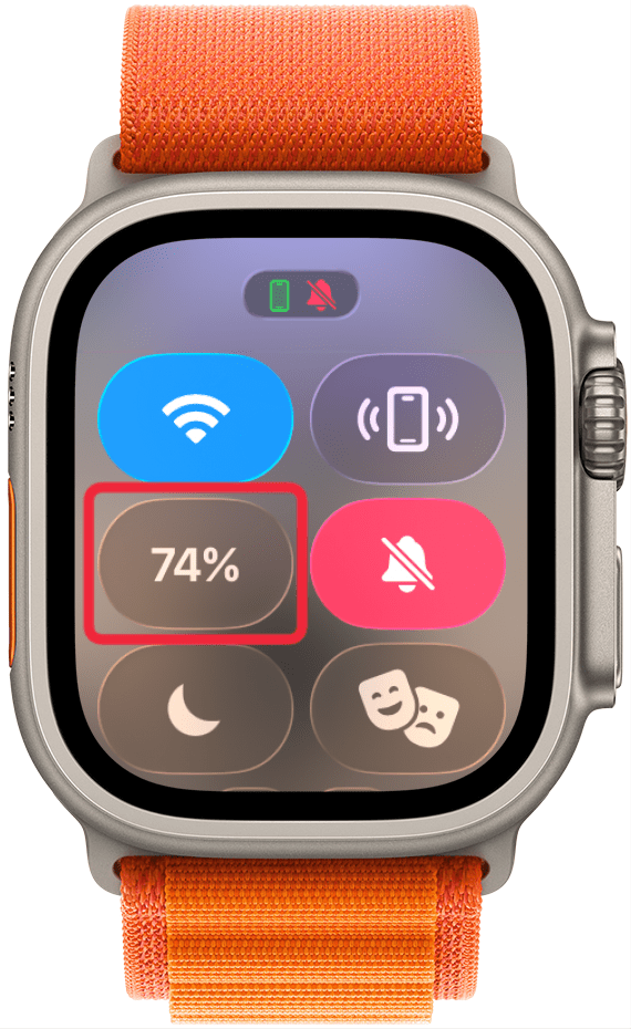 Your battery charge level will appear as a percentage inside a gray battery icon.