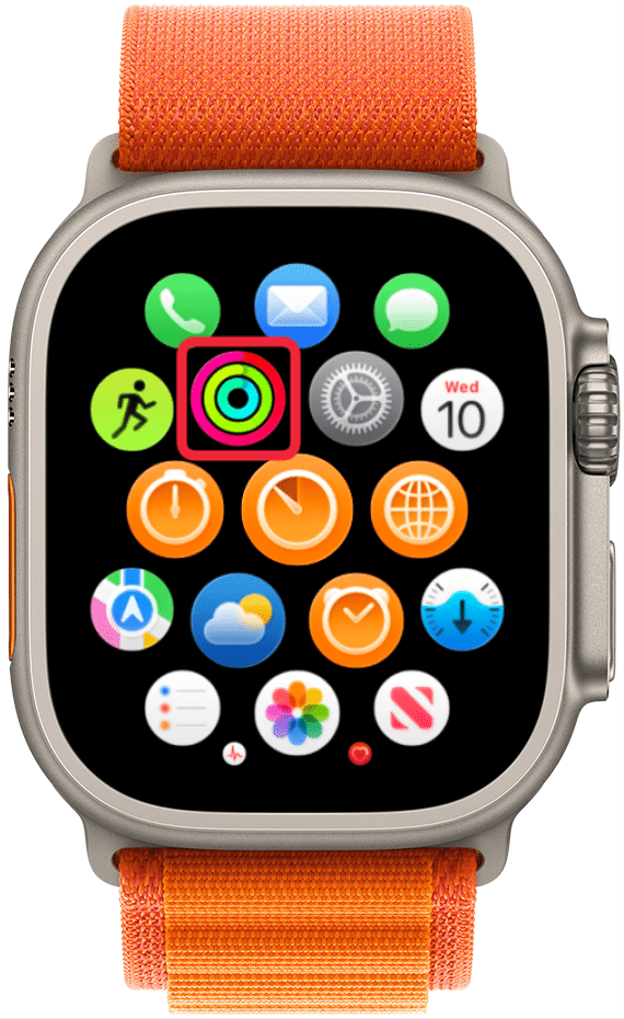Tap on the Activity Rings on your Apple Watch.