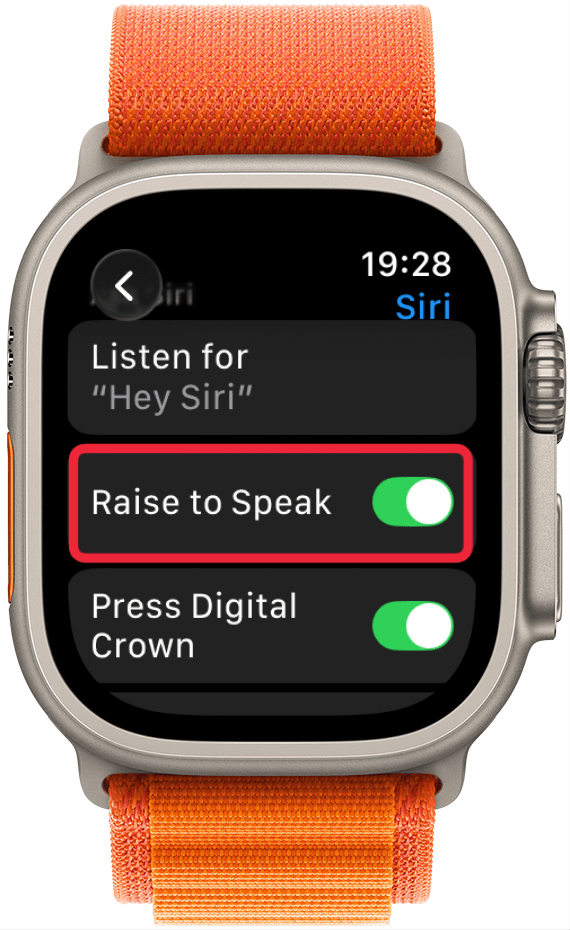 Toggle Raise to Speak on.