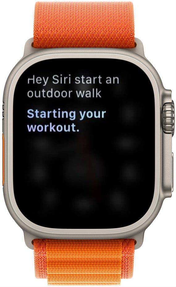 apple watch screenshot demonstrating how to ask siri to start a specific workout