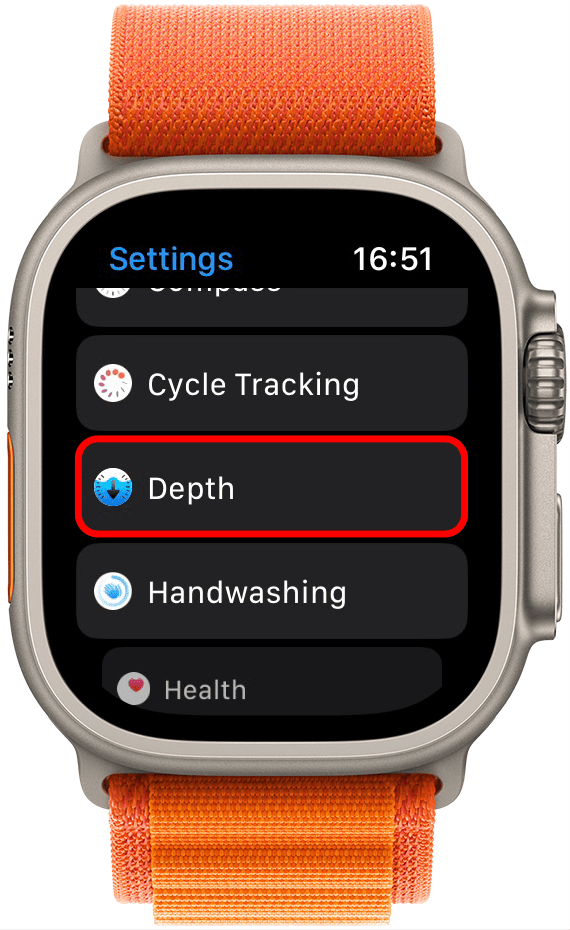 Scroll down and tap the Depth app.