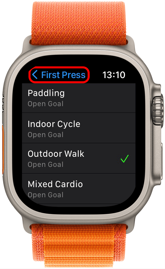 Tap First Press to return to the main menu. 