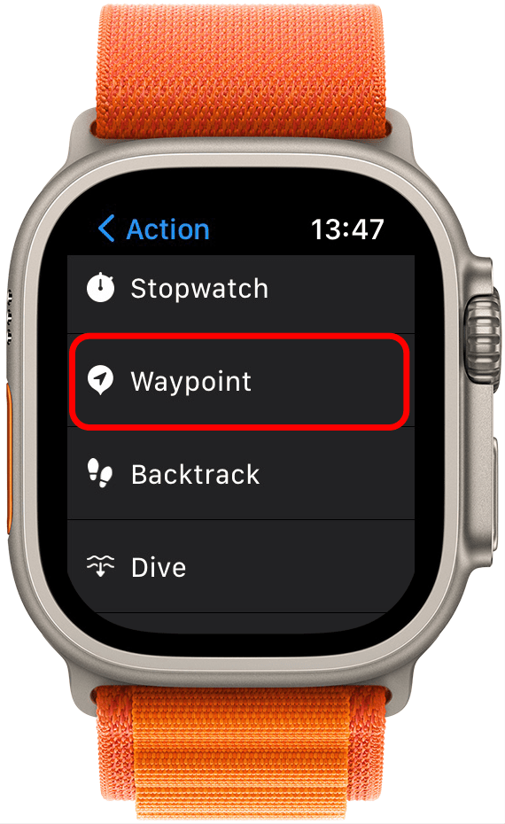 select Waypoint in your Action Button settings.