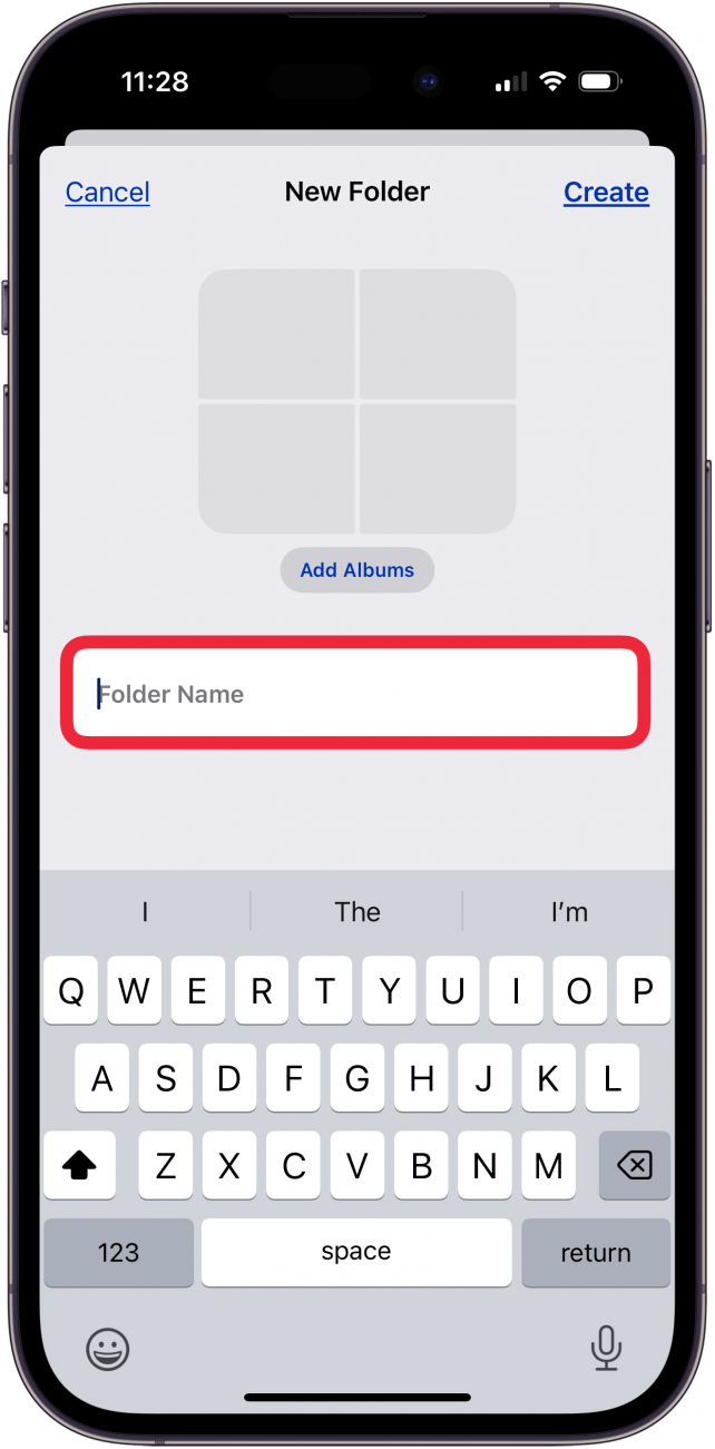 add a folder name to your photo folders on iphone