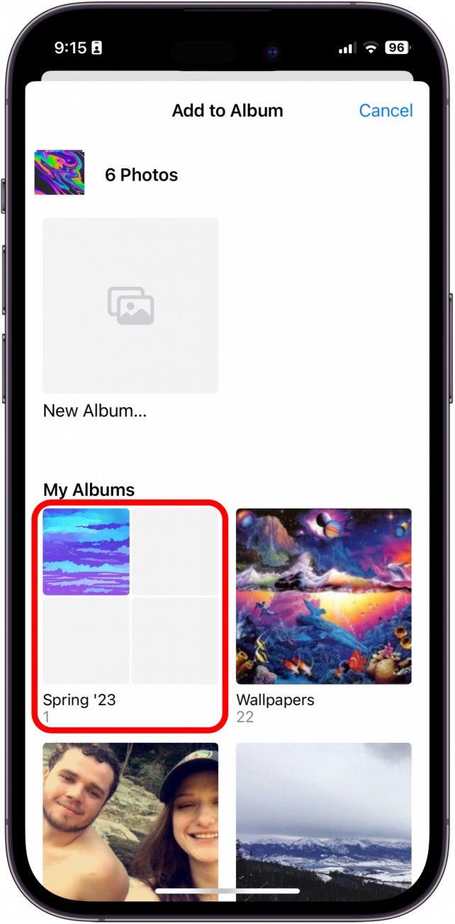 How to Add Existing Albums to a Folder
