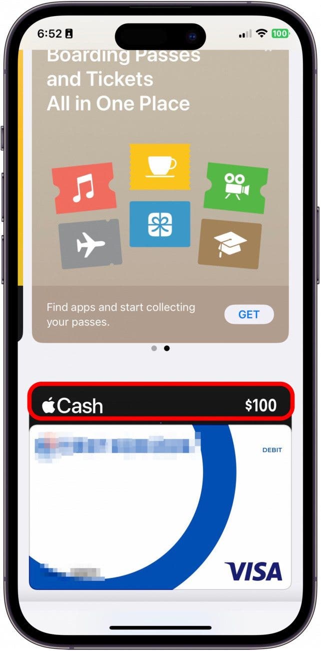 Tap the Apple Cash card.