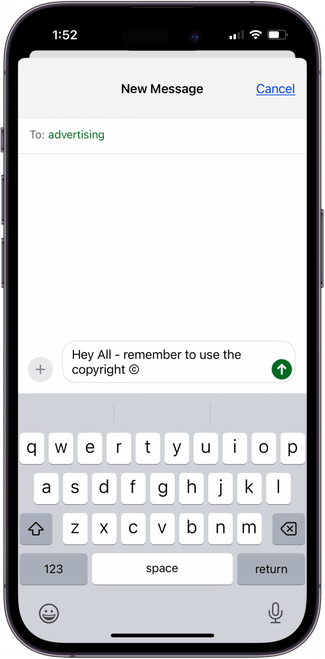 add copyright symbol iphone or ipad using copy and paste