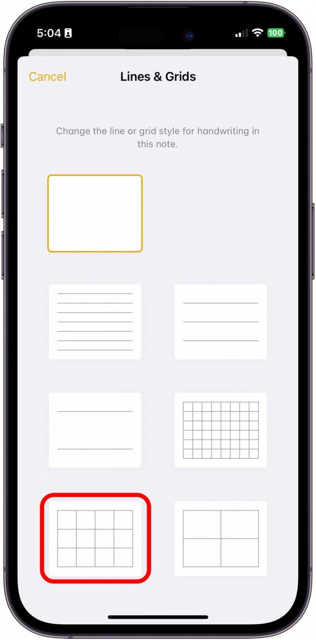 From here, you can choose from a variety of line and grid options. Pick whichever one suits your needs.