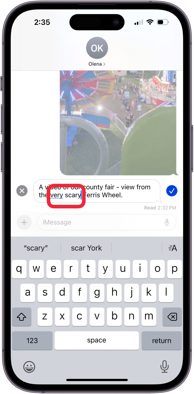 add or remove text when editing imessages