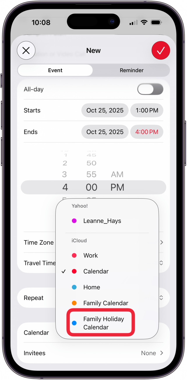 add the event to the family calendar