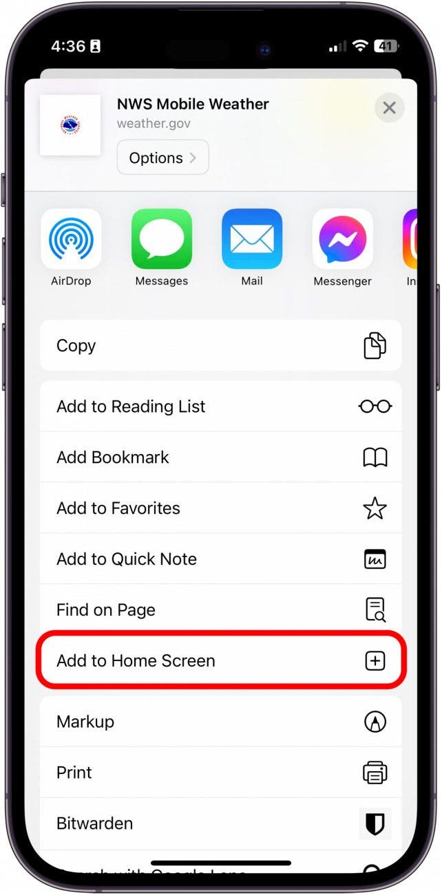 Tap Add to Home Screen.