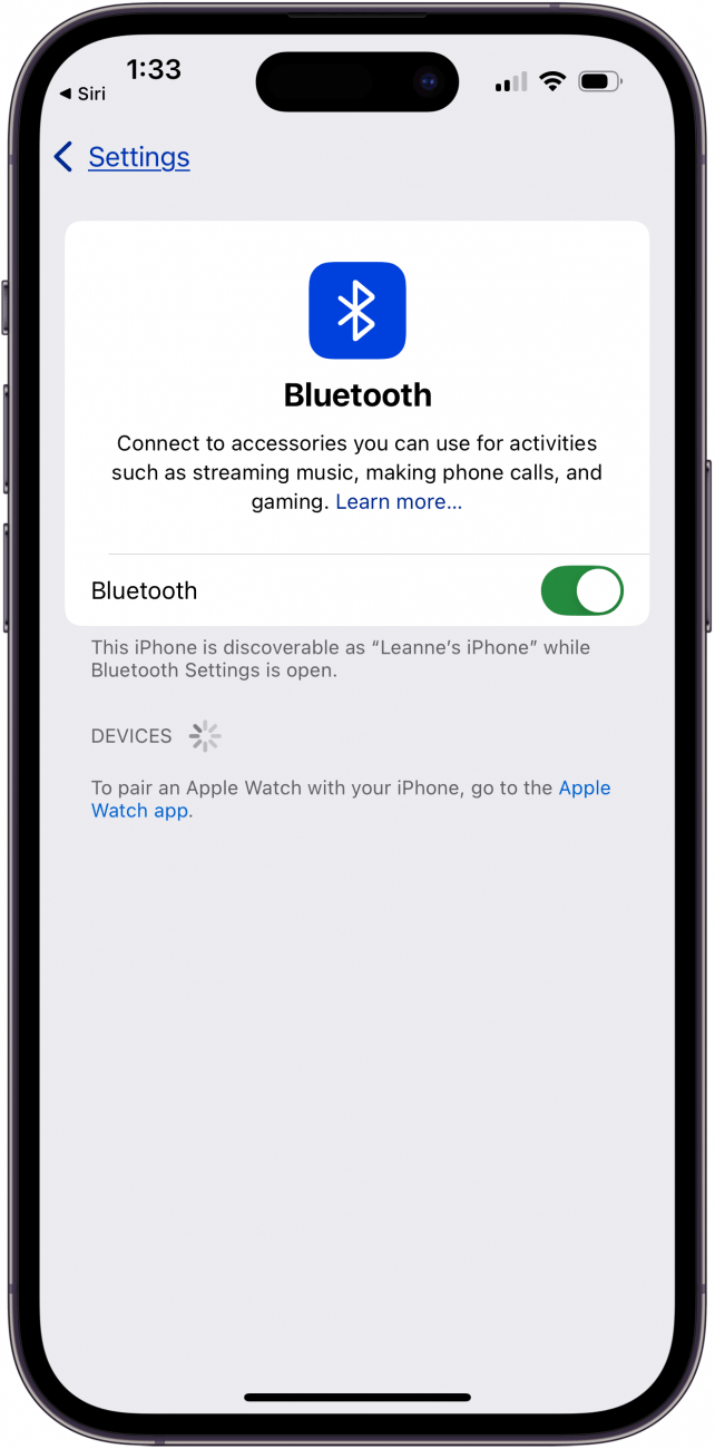 ask siri to open bluetooth settings