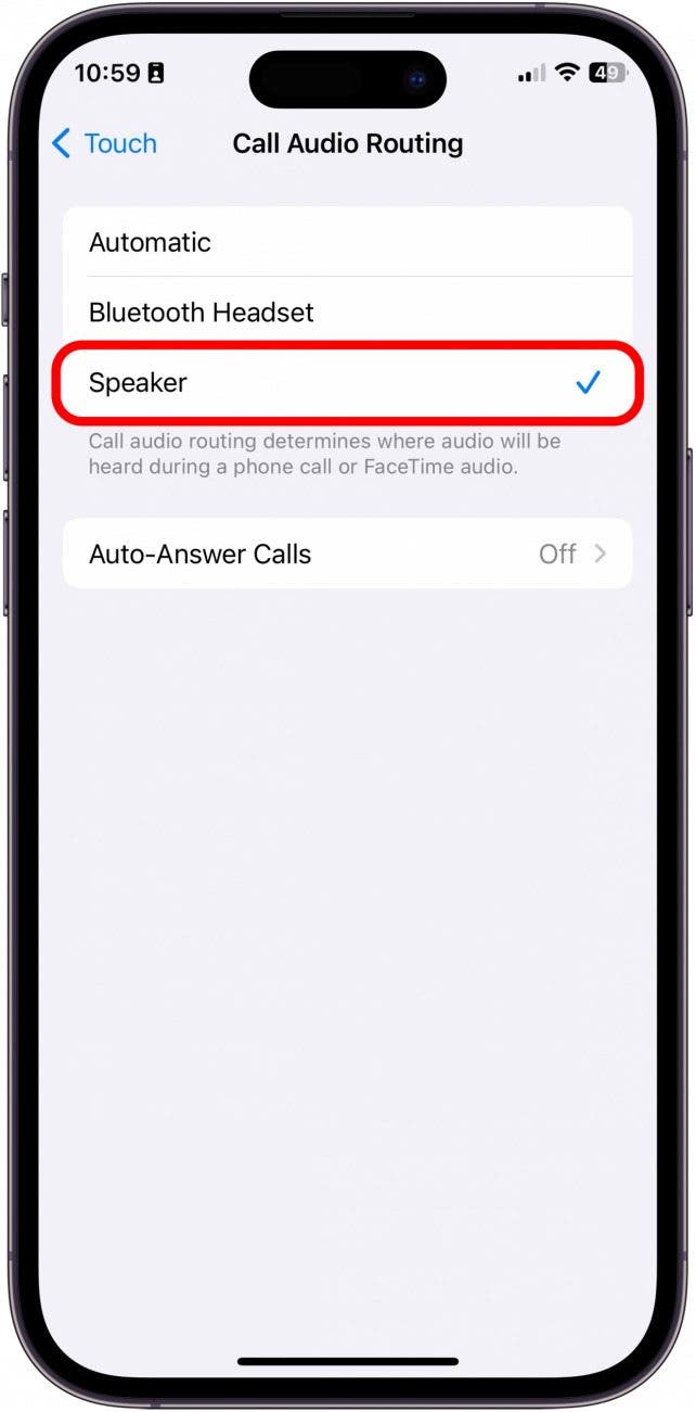 tap speaker in call audio routing iPhone settings