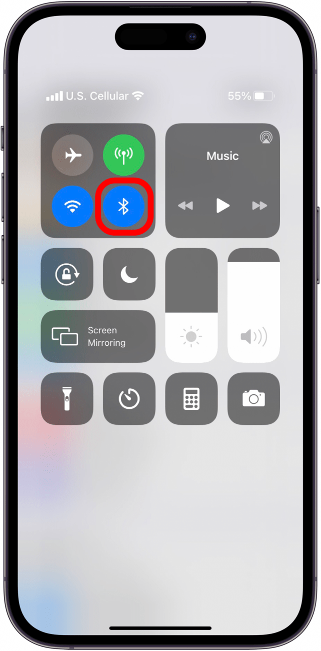 Bluetooth on Control Center