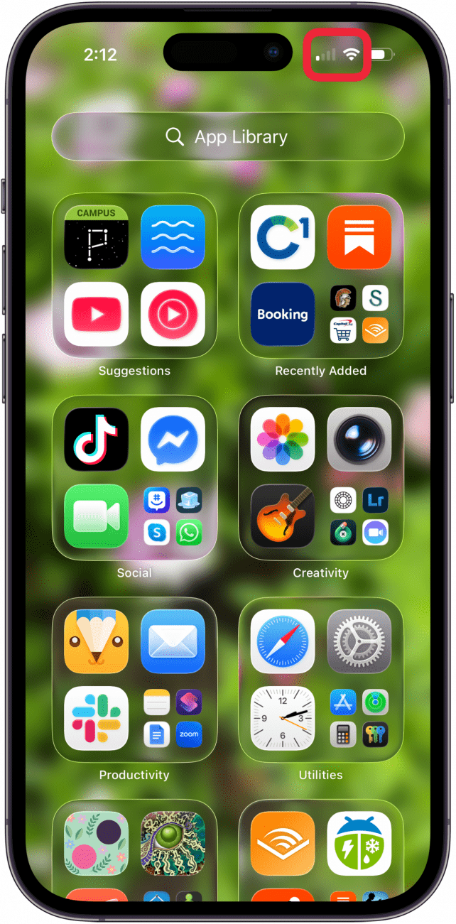 check cellular and wi-fi signal