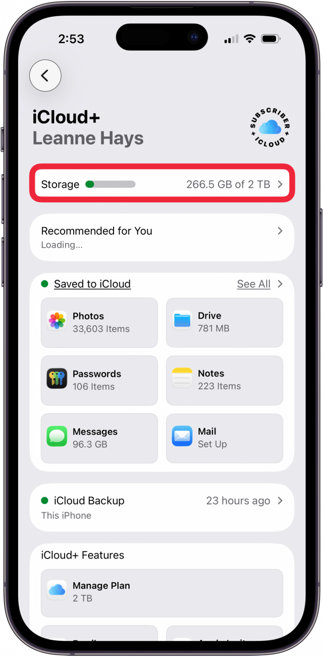 check icloud storage on iphone or ipad