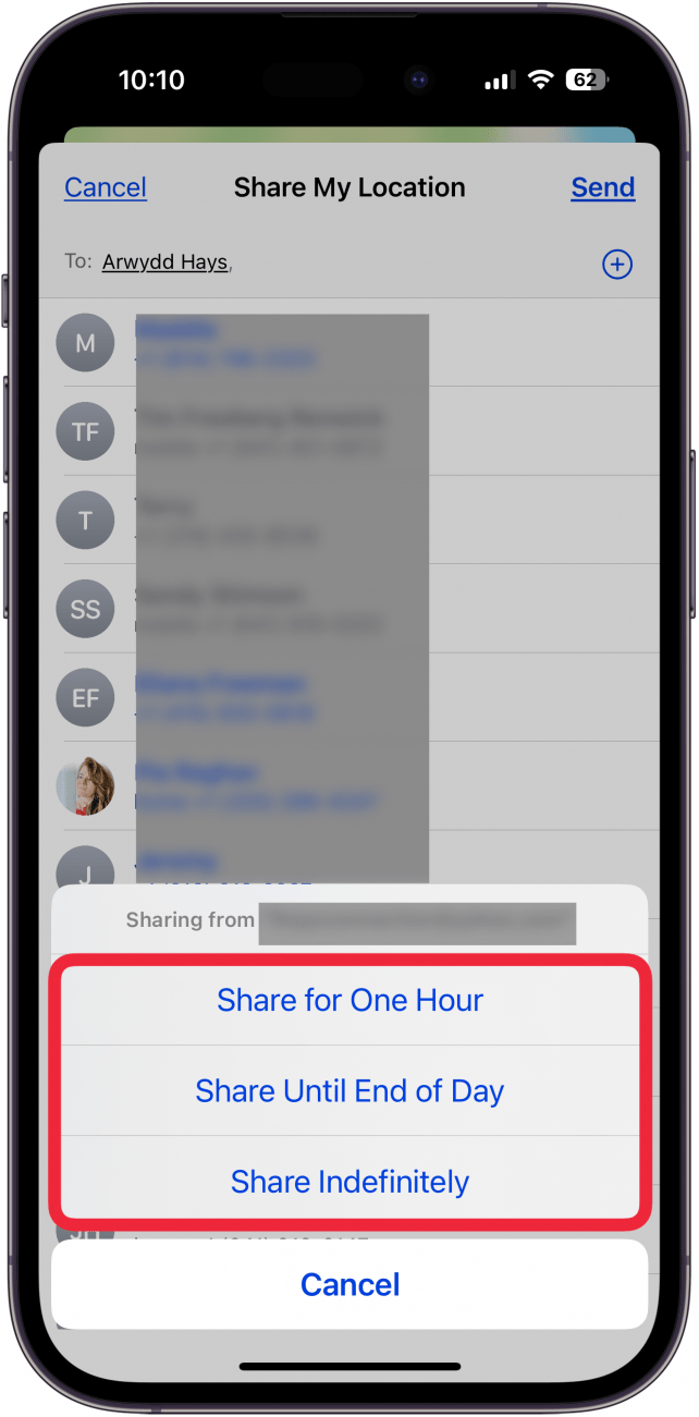 choose a time period to share iphone location choose a time period to share iphone location