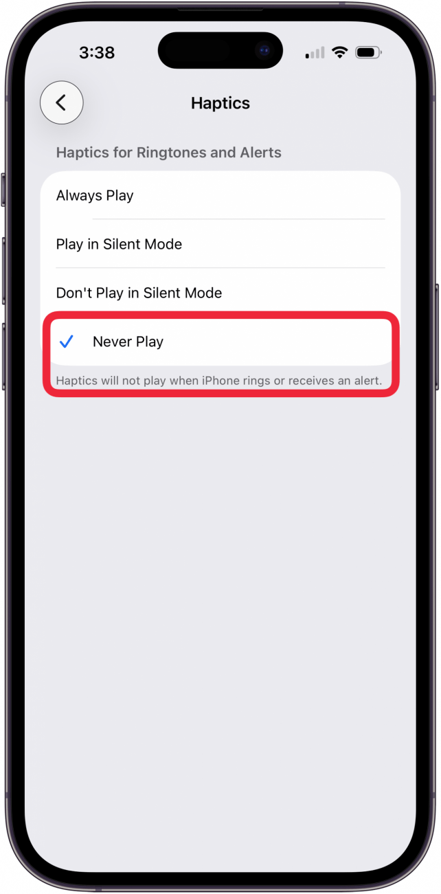 choose haptics setting on iphone