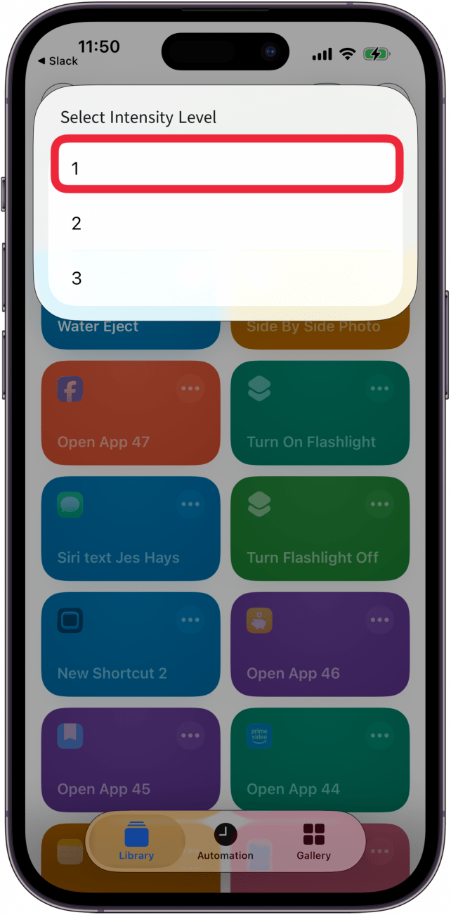 choose intensity level for water eject shortcut choose intensity level for water eject shortcut