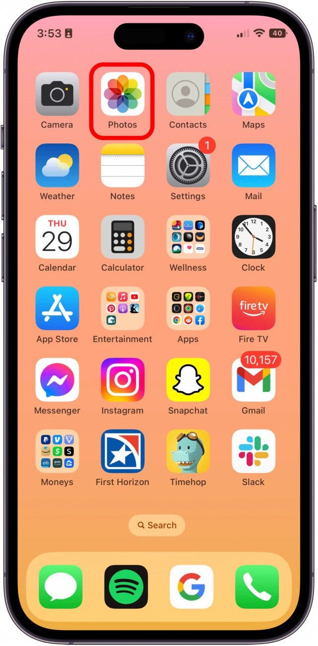 To remove an image from its background, open your Photos app.