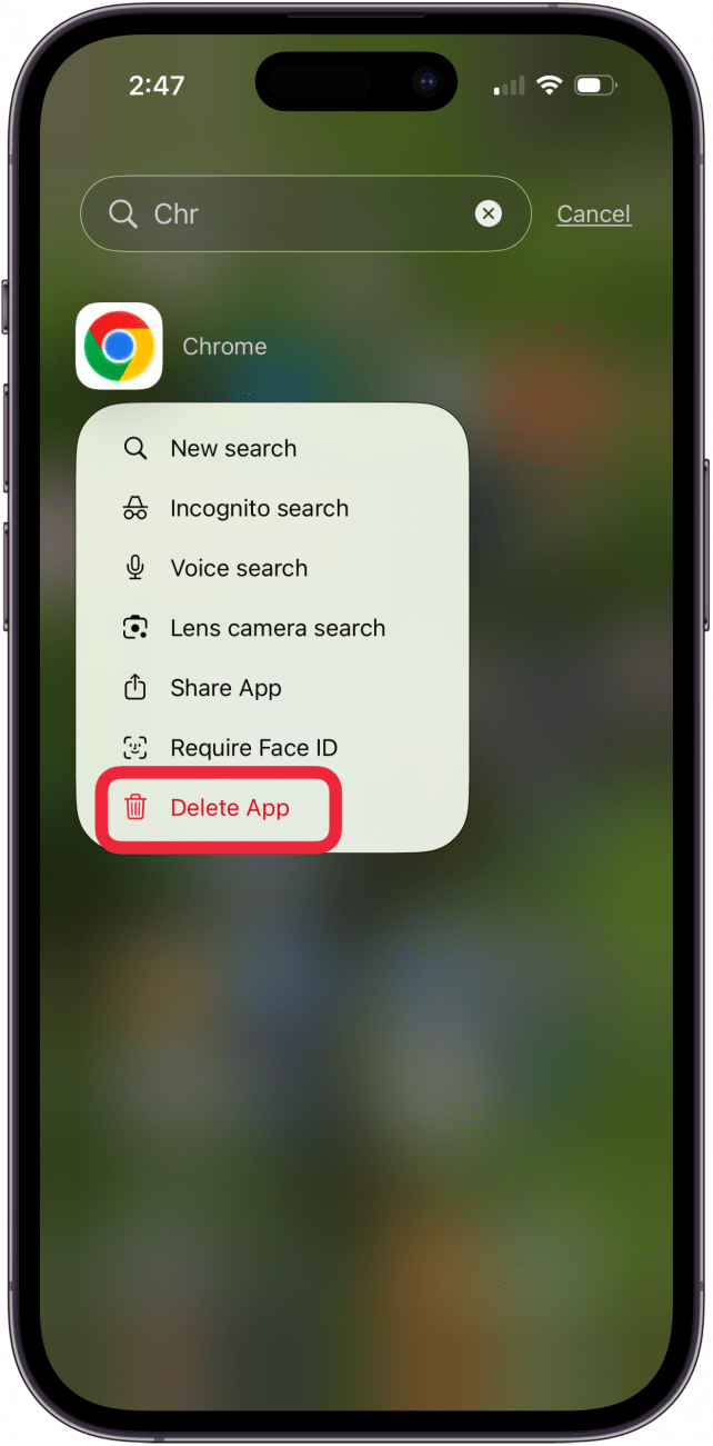 delete and reinstall chrome app