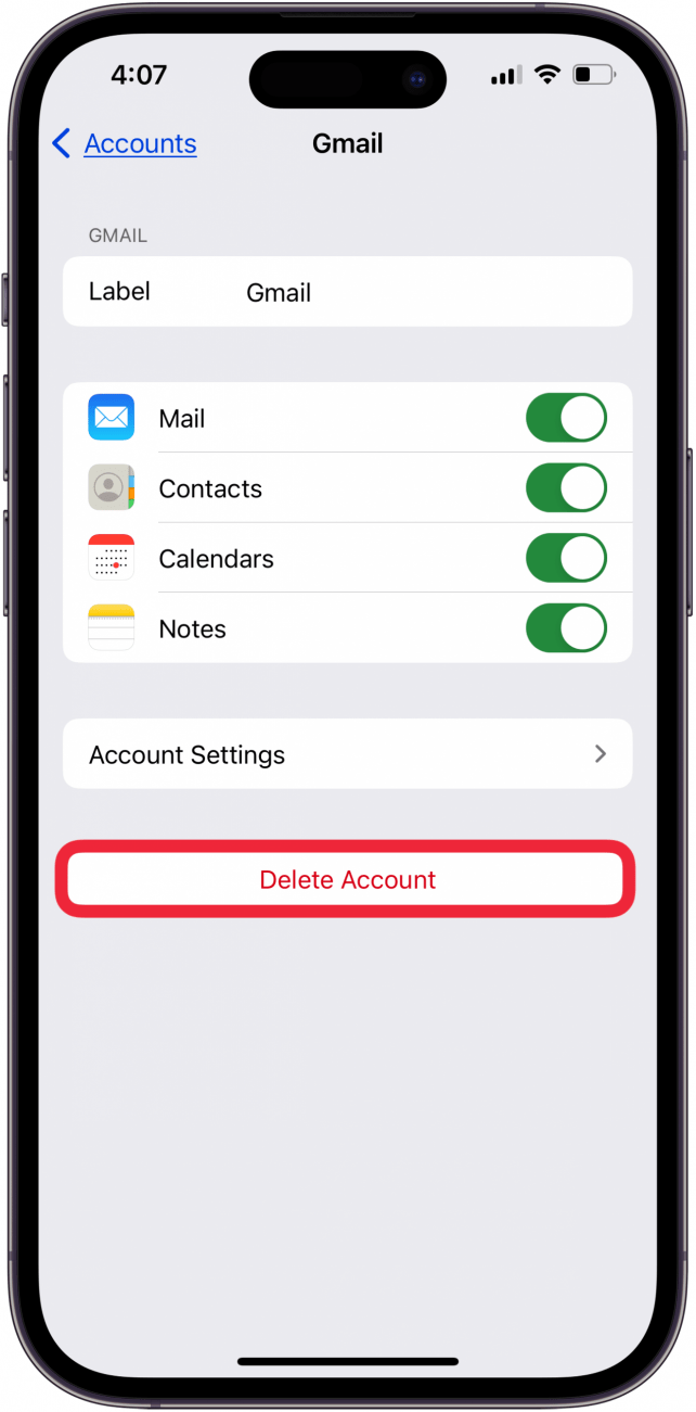 delete email account if emails disappearing on iphone or ipad