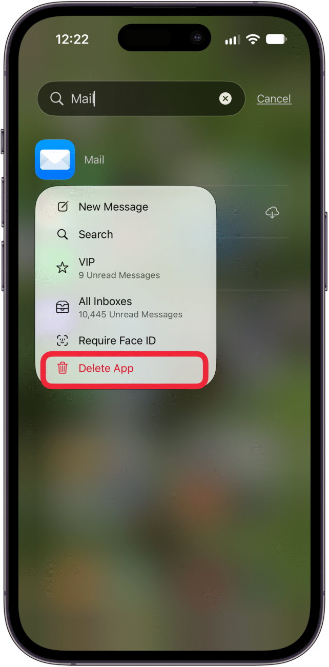 delete mail app