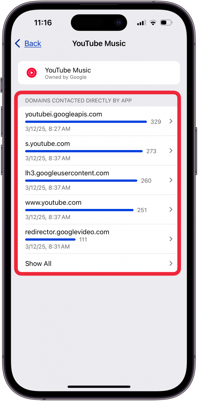 detailed app privacy report iPhone