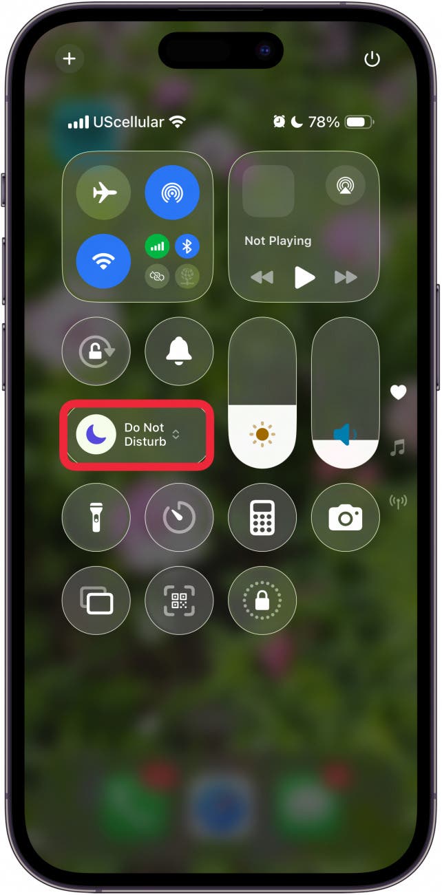 do not disturb on in control center
