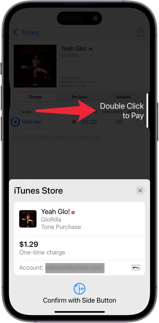 double click to pay for custom text tone iphone