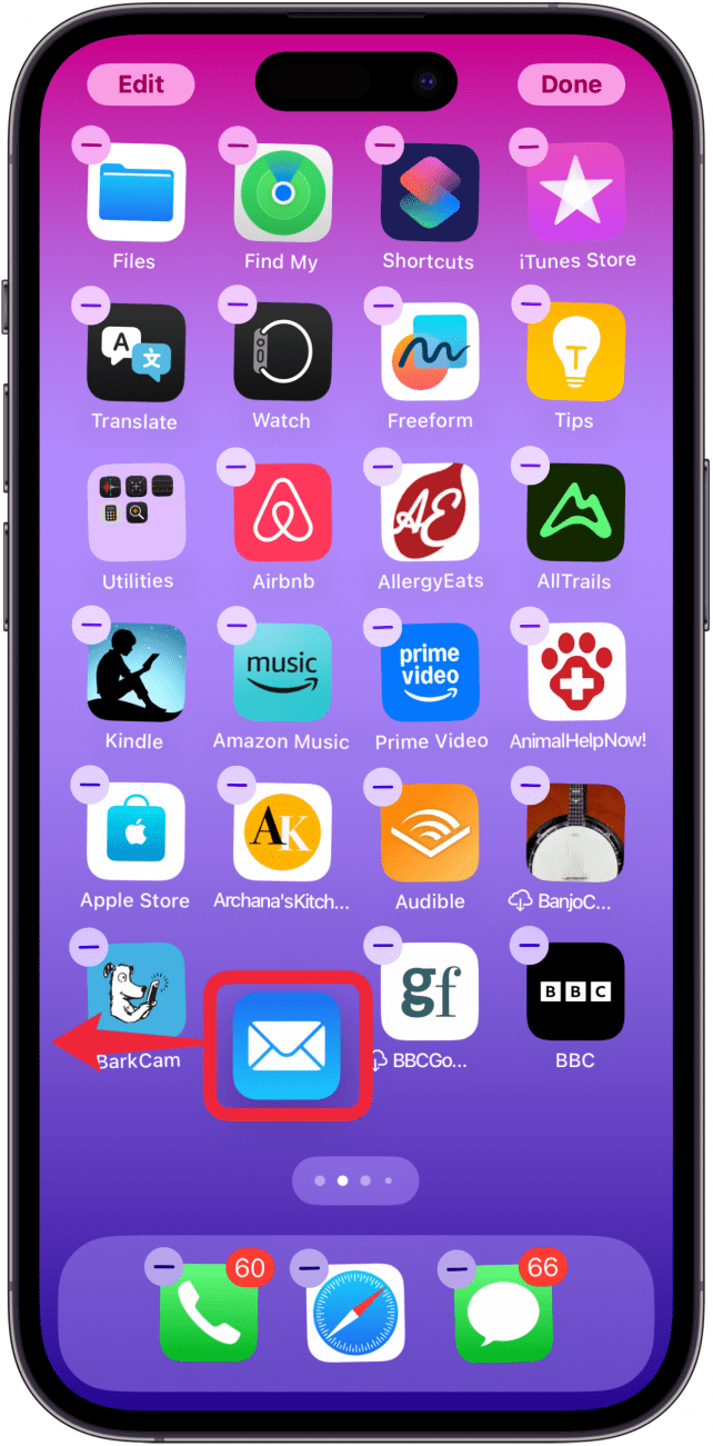 drag app to different home screen