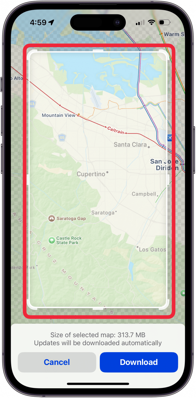 drag offline maps iphone boundaries