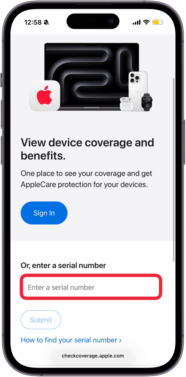 enter airpods serial number