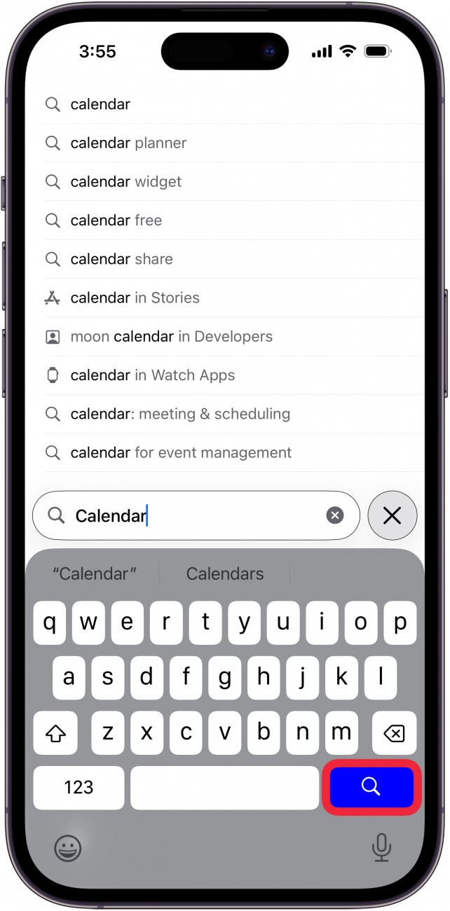 enter calendar in search box enter calendar in search box