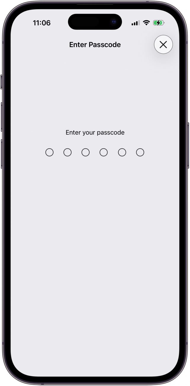 enter iphone passcode