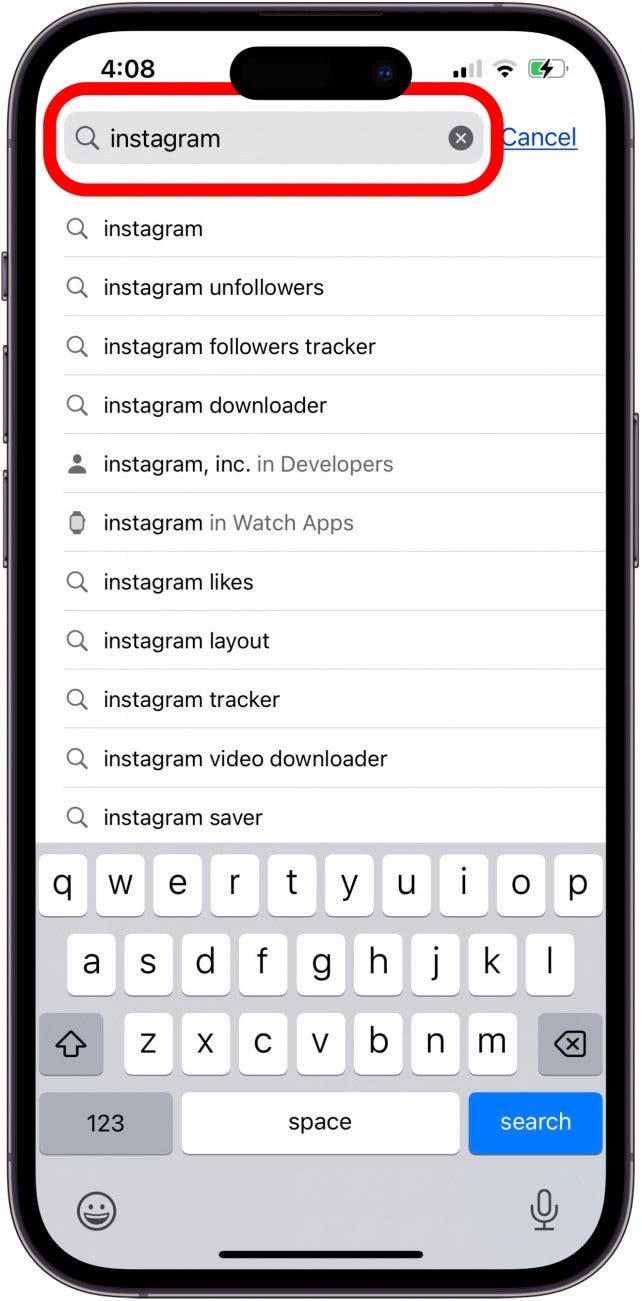 enter name of app not showing on iphone