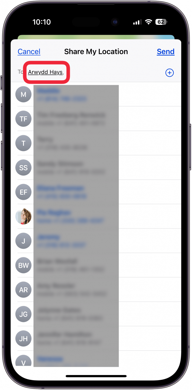 enter name of person to share my location with enter name of person to share my location with