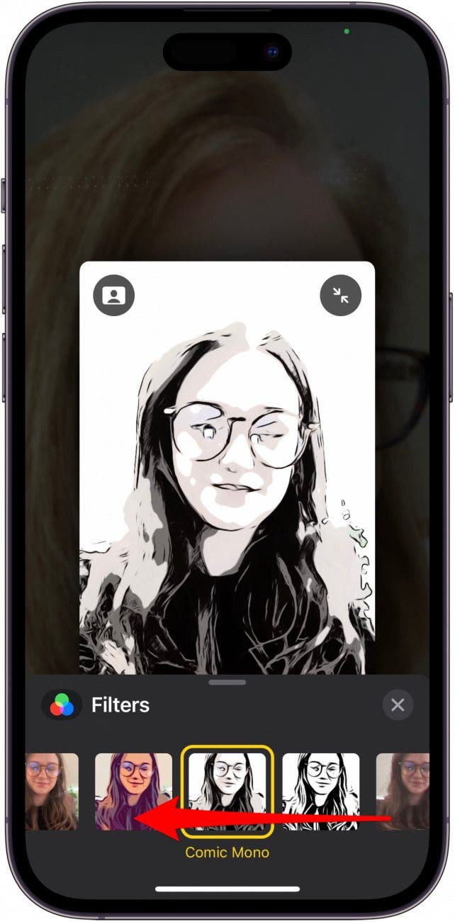 From here, you can scroll through the various FaceTime filters and choose the one you like! 
