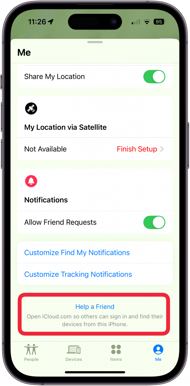 Tap Help a Friend to sign in with your friend's Apple ID.