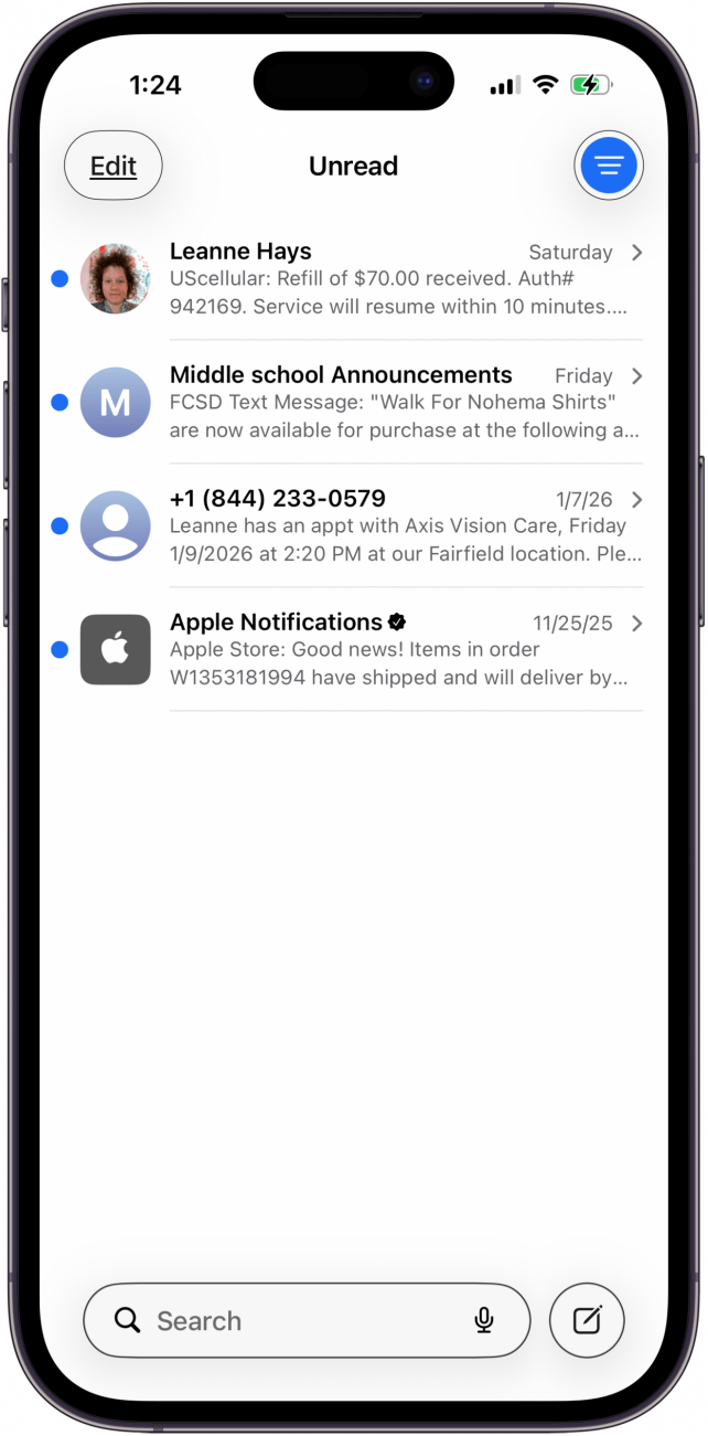 find unread messages find unread messages