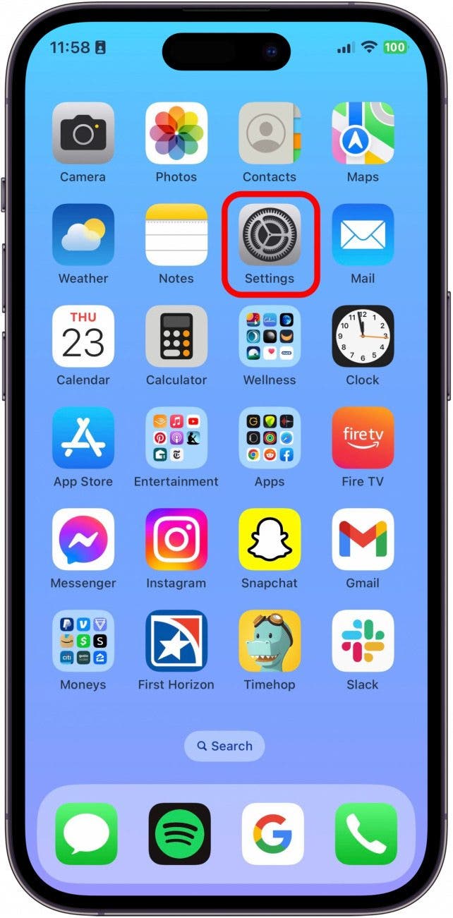 On your iPhone, open Settings.
