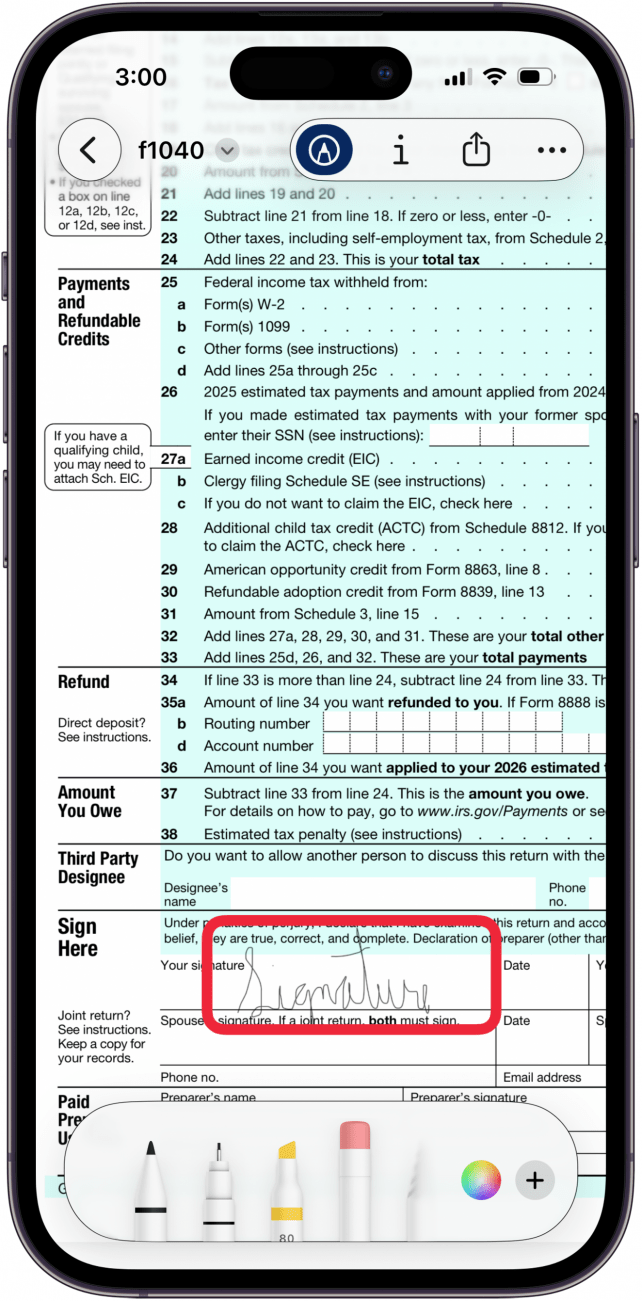 how to add a signature with markup