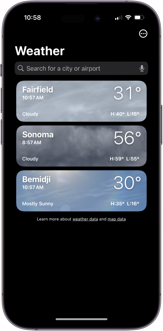 how to add location to weather app iphone location is added on bottom
