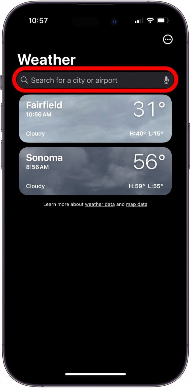 how to add location to weather app iphone tap search field and enter city